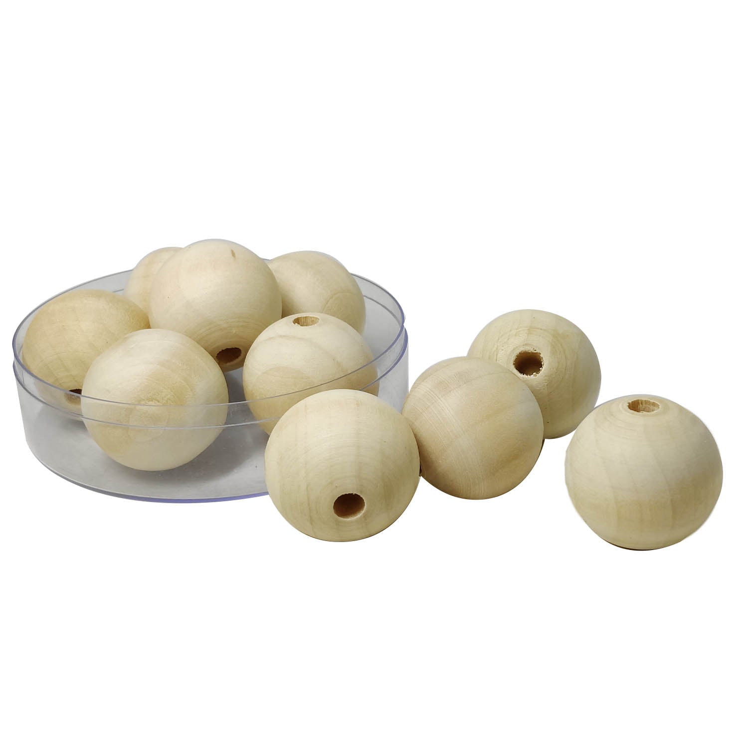 Wooden Beads 30 MM (10 Pieces, Approx Wt 75-80 GMs) Ivory White Hole Size:5 to 6 MM Round For Jewellery Making Arts Crafts