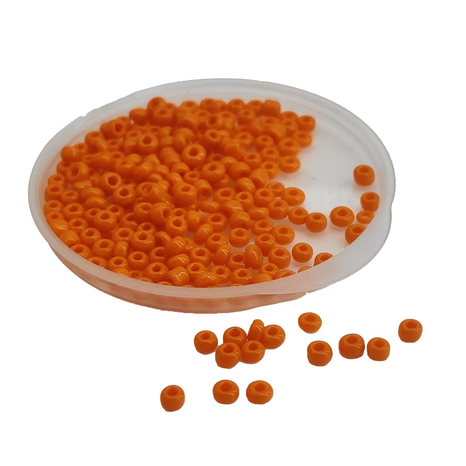 12/0 Opaque Glass Seed Beads 2 MM (3000+ Pieces, 50 GMs) Hole:1 MM Seed Orange For Jewellery Making DIY Arts Crafts [ac-bds-00117-m10]