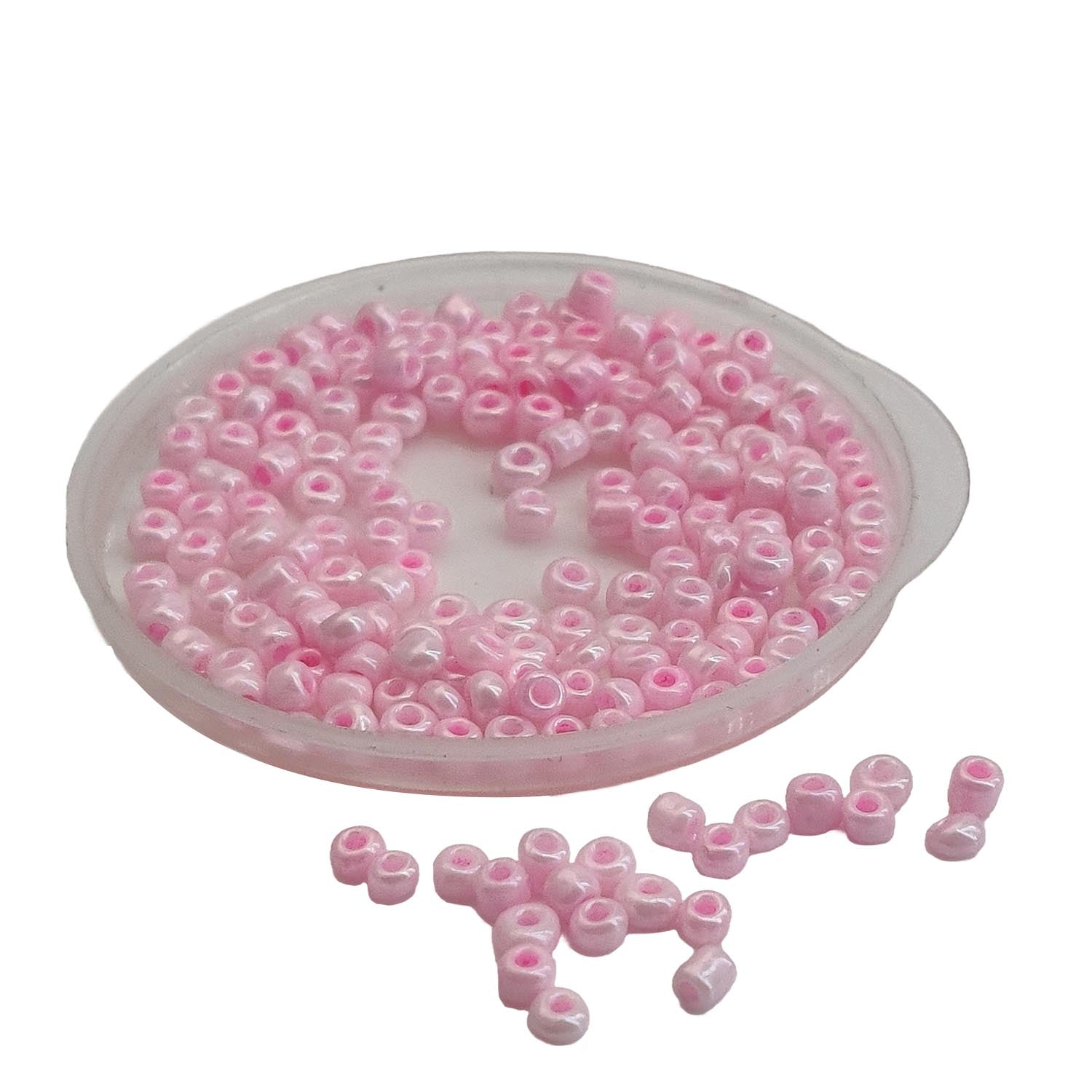 12/0 Opaque Glass Seed Beads 2 MM (3000+ Pieces, 50 GMs) Hole:1 MM Seed Light Pink For Jewellery Making DIY Arts Crafts [ac-bds-00117-m2]