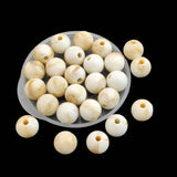Acrylic Beads 8x7.5 MM (90-95 Beads, 25 Grams Wt) Hole:1.5 MM Round Ceramic White For Jewellery Making DIY Arts Crafts [ac-bds-00127-m40]