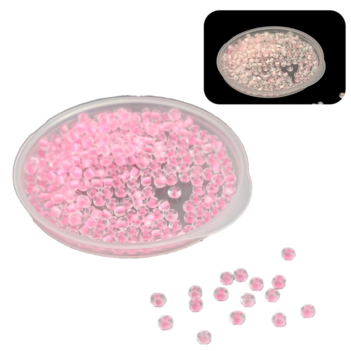 Glow In The Dark 11/0 Glass Seed Beads 2 MM (650+ Pieces) Hole:1 MM Seed Bloom Pink For Jewellery Making DIY Arts Crafts [ac-bds-00138-m6]