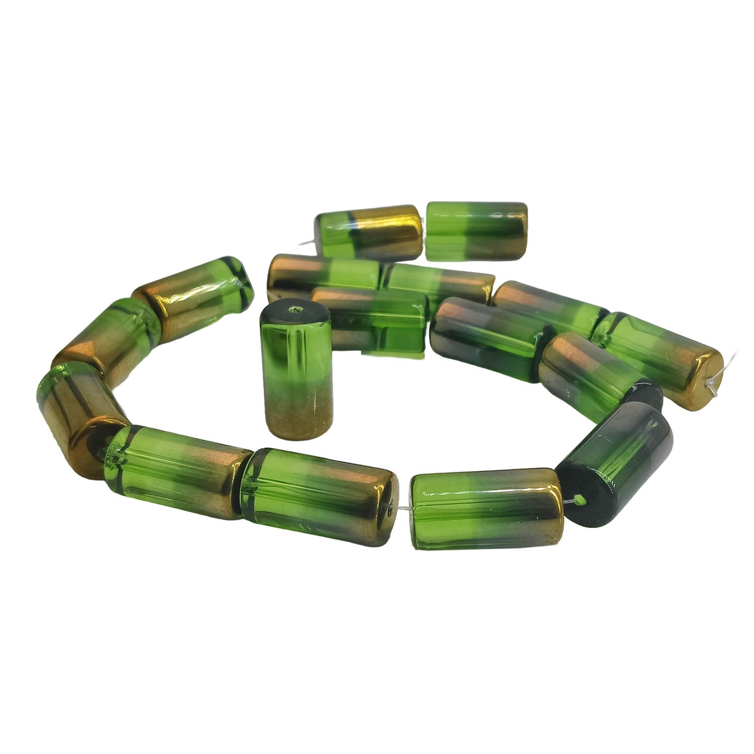 Premium Plated Glass Beads 20x10 MM Hole:1.3 MM Cylinder For Jewellery Making DIY Arts Crafts