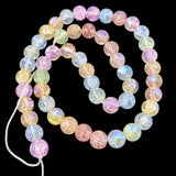 Sparkling Style Plated Crackle Glass Beads 8 MM (1 String, 50 Beads) Hole 1 MM Round Mixed Colors For Jewellery Making Bracelets DIY Crafts [ac-bds-00154-m1]