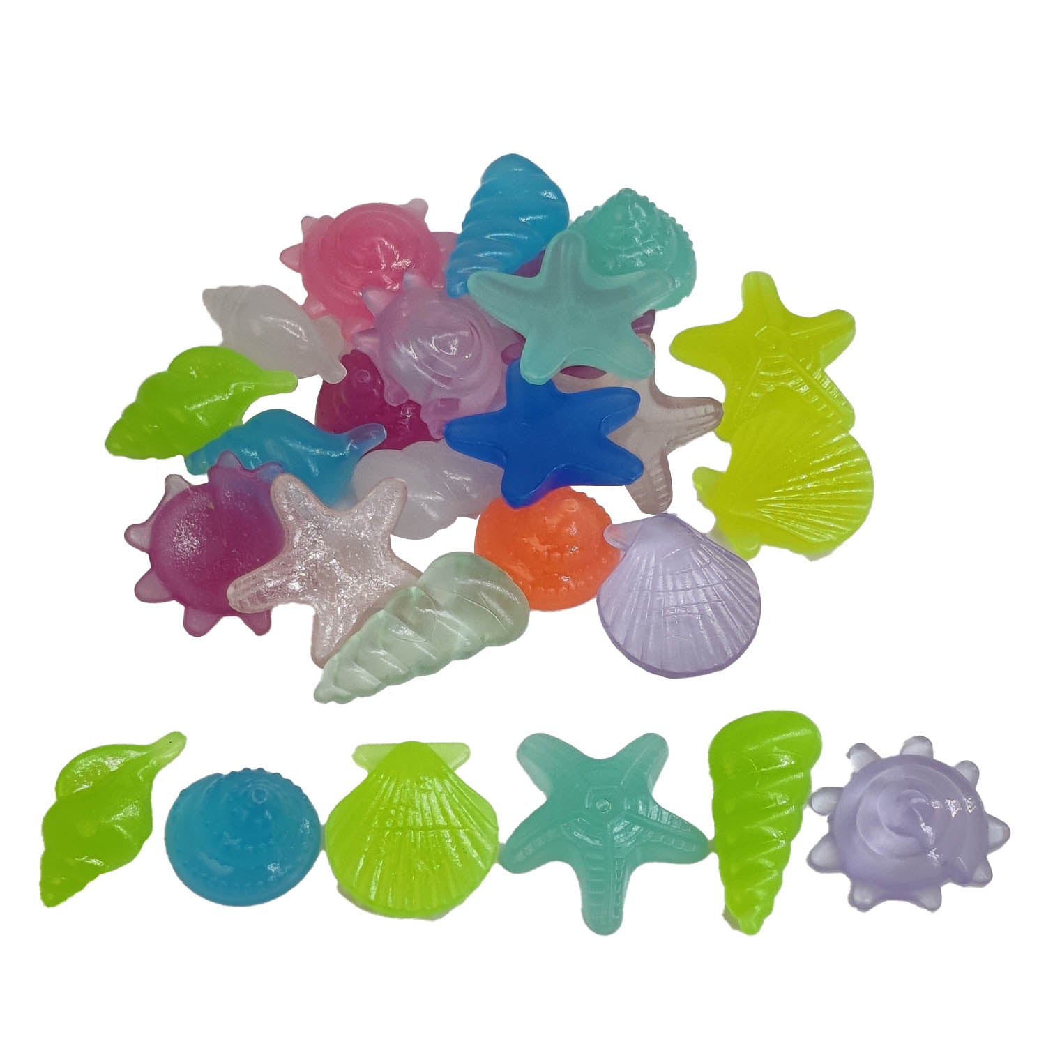 Acrylic Glow In the Dark Aquarium Sea Organism Shaped Stones (75+ Pieces) 2 to 3.5 CM Mixed Colors For Fish Tank Decoration Crafts [jefs-embelshcabo-00007-m3]