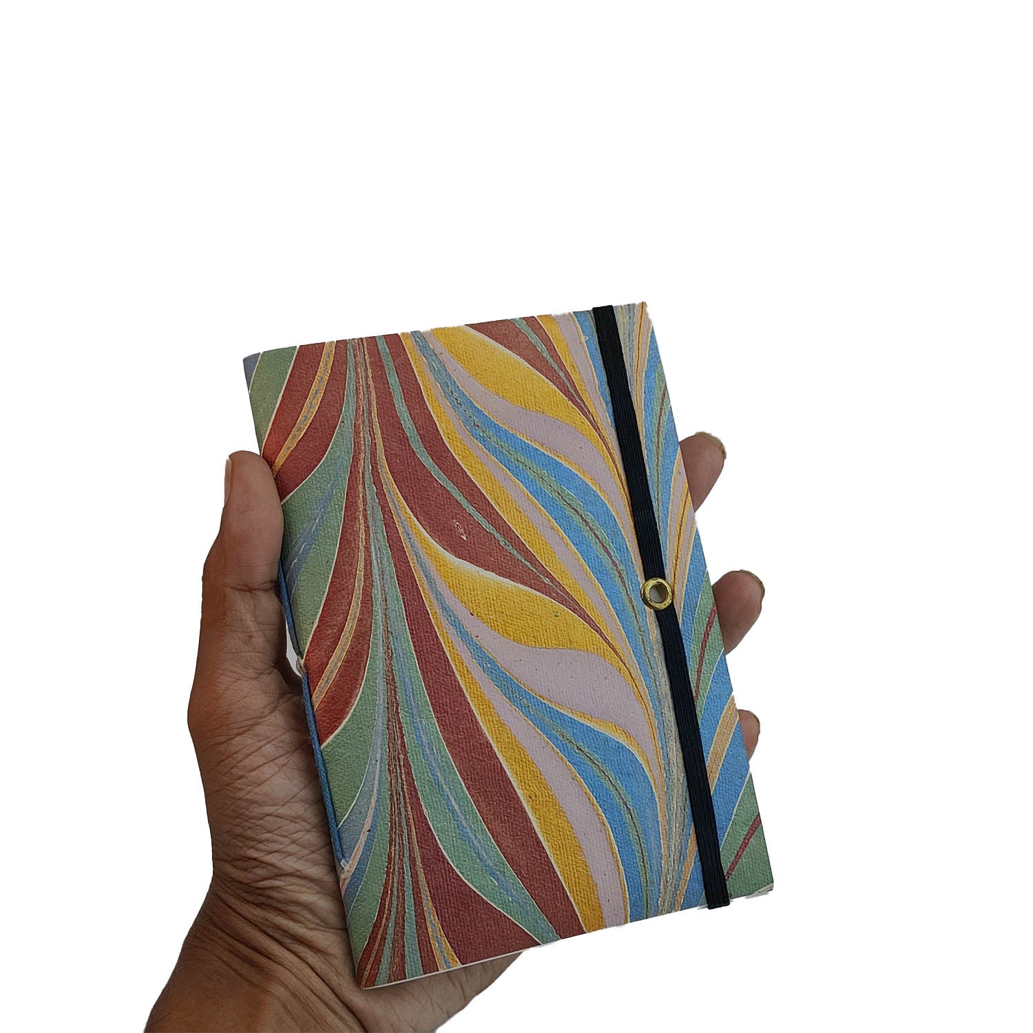 Vintage Handmade Journal Notebook (1 PC x 36 Pages) 4x6 Inch Elastic Lock Handstitched Cotton & Organic Papers For Gifts Multicolor [jefs-offcstnry-00003-m2]