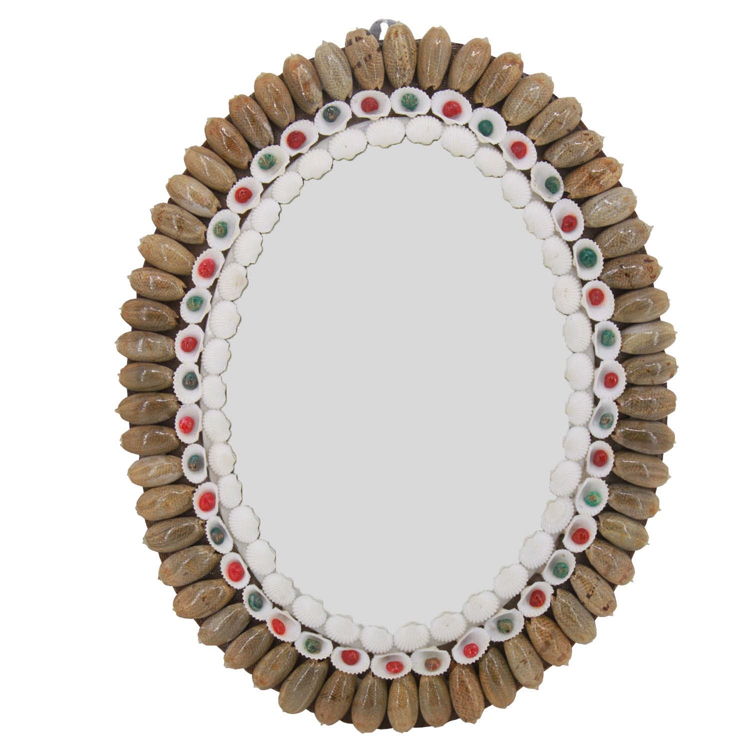 Handcrafted Sea Shell Crafts Wall Mirror Gifts Home Decoration Oval 38x30x2.5 CM (1 Piece) [ac-artifctcrfts-00031-m4]