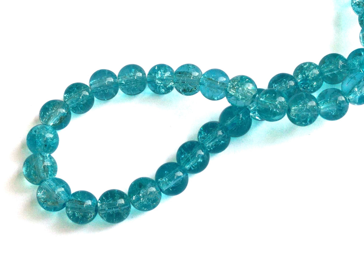 Crackle Glass Beads 8 MM Hole Size:1 MM Round Sky Blue For Jewellery Making (Sold as 1 string, 55 beads/string) [ac-bds-00032-m20]