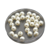 Glass Pearl Beads With Plastic (10MM, 50 Pieces) White For Jewellery Making Crafts Sewing, 25 Grams Wt [ac-bds-00035-10mm]