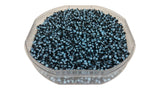 Striped Opaque 8/0 Glass Seed Beads 2.5x2 MM (800 Beads, 25 Grams Wt) Non-Uniform Round Hole 0.8 MM Black & Blue For Jewellery Making [ac-bds-00120-m14]