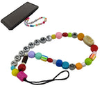 Beaded Phone Lanyard Wrist Chain Strap Holder for Women Girls Keychain Accessory Cute Anti-Lost Bag Multipurpose Silver Decoration Glow In The Dark