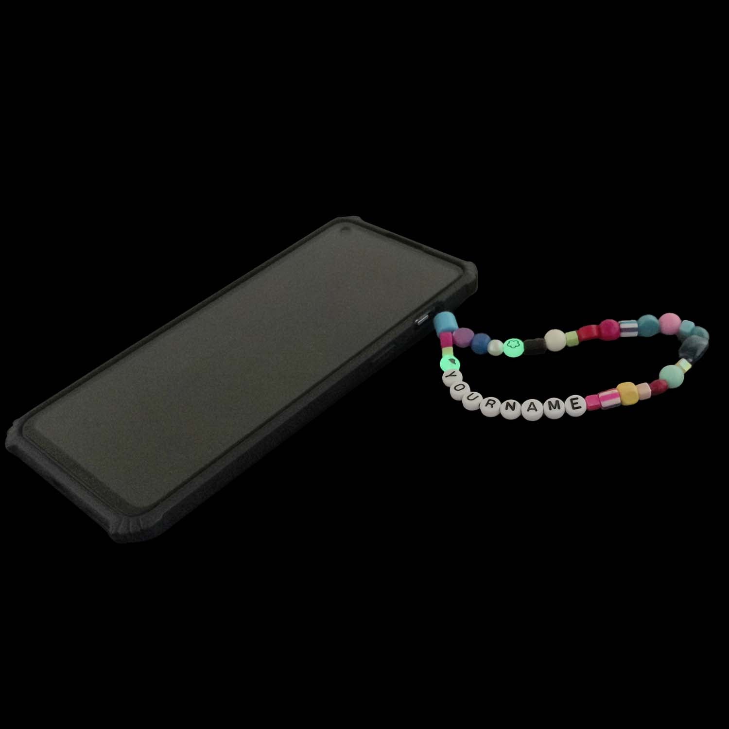 Beaded Phone Lanyard Wrist Chain Strap Holder for Women Girls Keychain Accessory Cute Anti-Lost Bag Multipurpose White Decoration Glow In The Dark