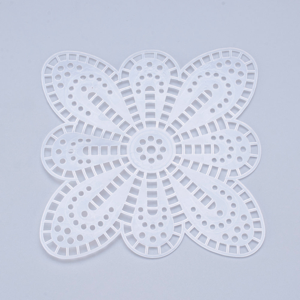 Embroidery Canvas Mesh Plastic Sheets 4.5x4.5 Inch (1 Piece) Hole 4x4mm Flower White For Cross Stitching DIY Knitting Crochet Crafts [ac-sewsupp-00006-m10]