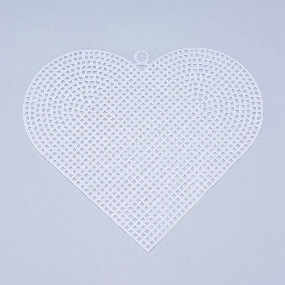 Embroidery Canvas Mesh Plastic Sheets 6x6.5 Inch (1 Piece) Hole 4x4mm Heart White For Cross Stitching DIY Knitting Crochet Crafts [ac-sewsupp-00006-m9]