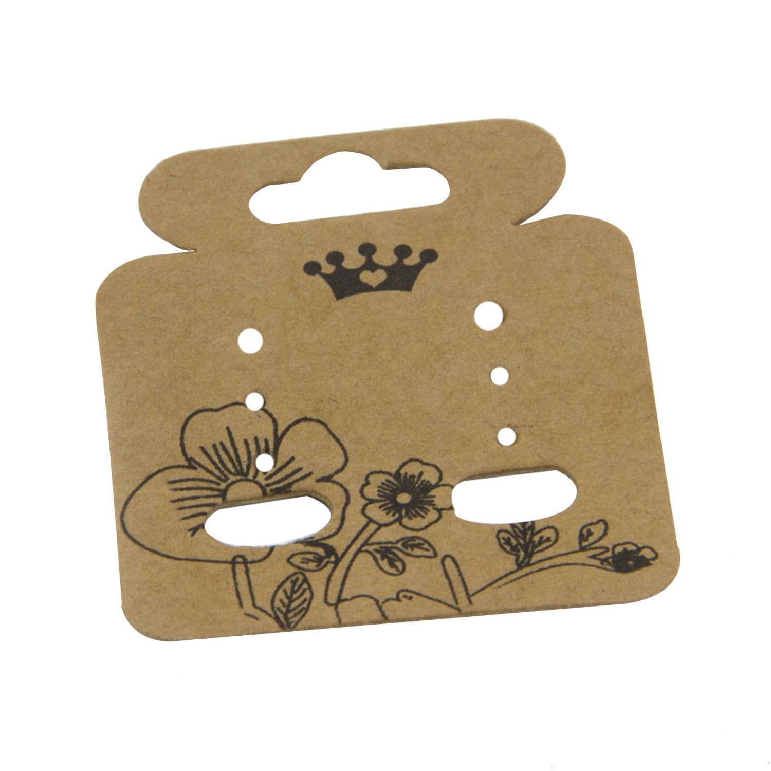 Paper Designer Jewellery Earring Display Cards 5.2x4.5cm Rectangle Brown (Pack of 25 Pieces) [jefs-dispcrdtool-00002-m12]