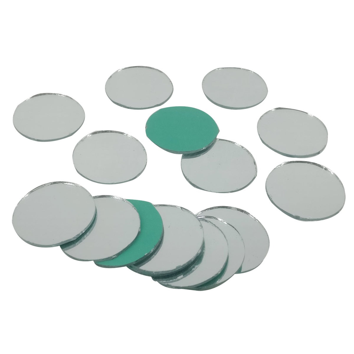 Small Glass Mirrors Round 16mm (50 Pieces) For Sewing Embroidery Crafts Jewellery Multipurpose Transparent Color (25 Gm Weight) [jefs-embelshcabo-00124-m2]