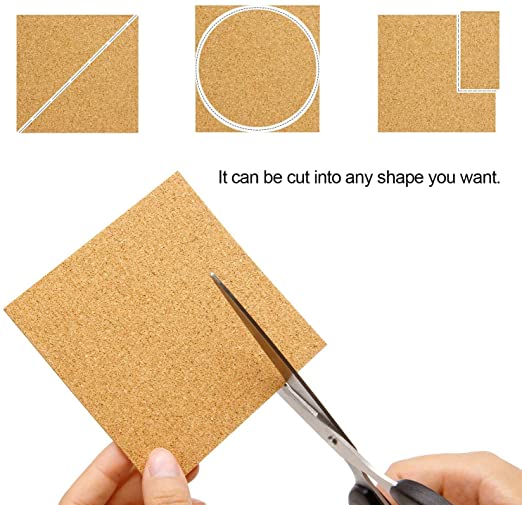 Self Adhesive Cork Stickers 4 Inch Square (2 Pieces) 10x10x0.2 CM Sheets For DIY Crafts Coaster Utilities Decoration Party [jefs-gnrlcrftsupp-00042-m6]