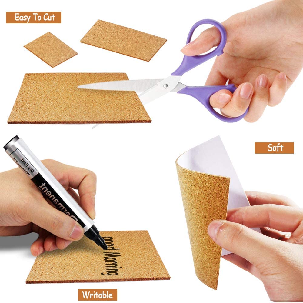 Self Adhesive Cork Stickers 4 Inch Square (2 Pieces) 10x10x0.2 CM Sheets For DIY Crafts Coaster Utilities Decoration Party [jefs-gnrlcrftsupp-00042-m6]