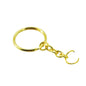 Keychain Making Steel Ring Base With Chain 24mm Dia Round Gold Color (Pack of 10 pieces) [jefs-gnrlcrftsupp-00043-m2]