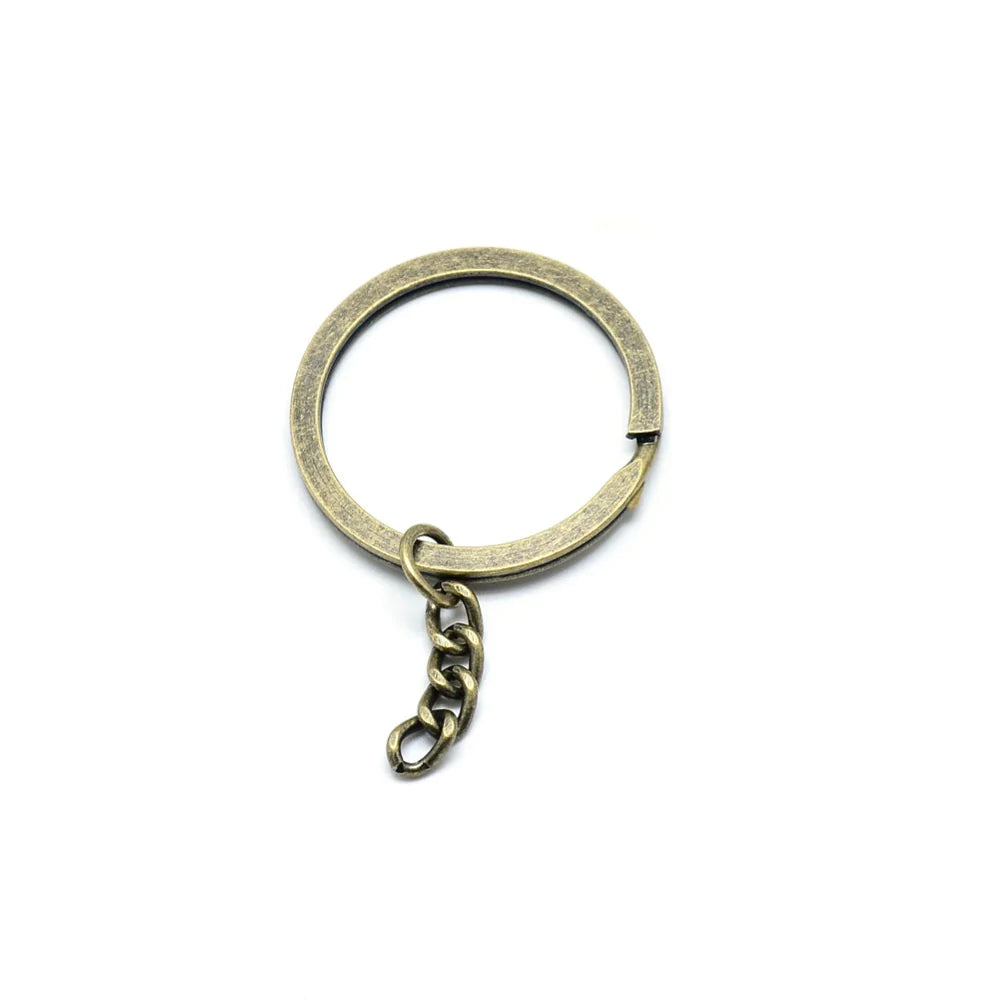 Vintage Key Chain Ring (10 Pieces) 30 MM Metal Iron Round Base Antique Bronze Color