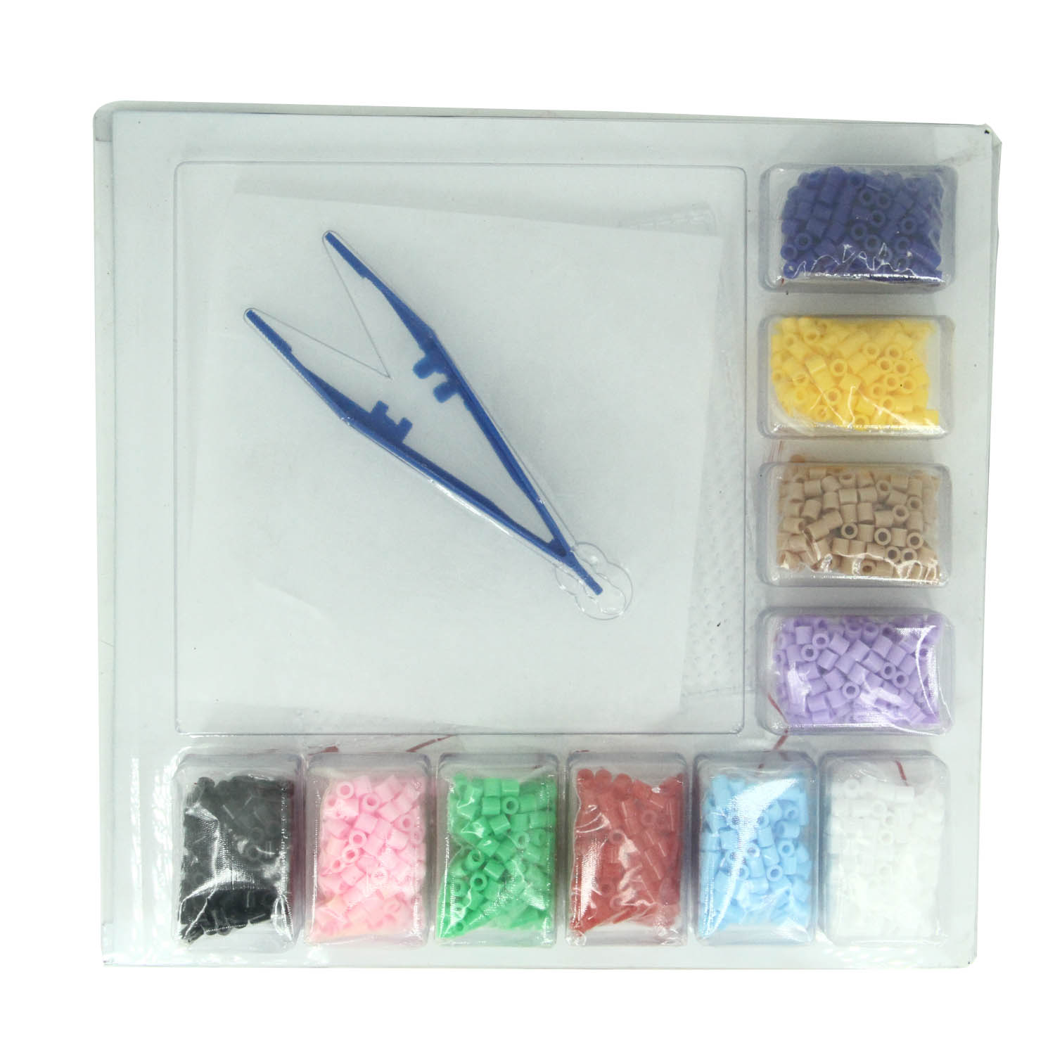 DIY Bead Fusion Kit (5 MM Beads x 1700 PCs, 1 Pegboard, 1 Tweezer, 1 Ironing Paper) For Craft Projects Hobby Gifts [jefs-gnrlcrftsupp-00045-kit1]