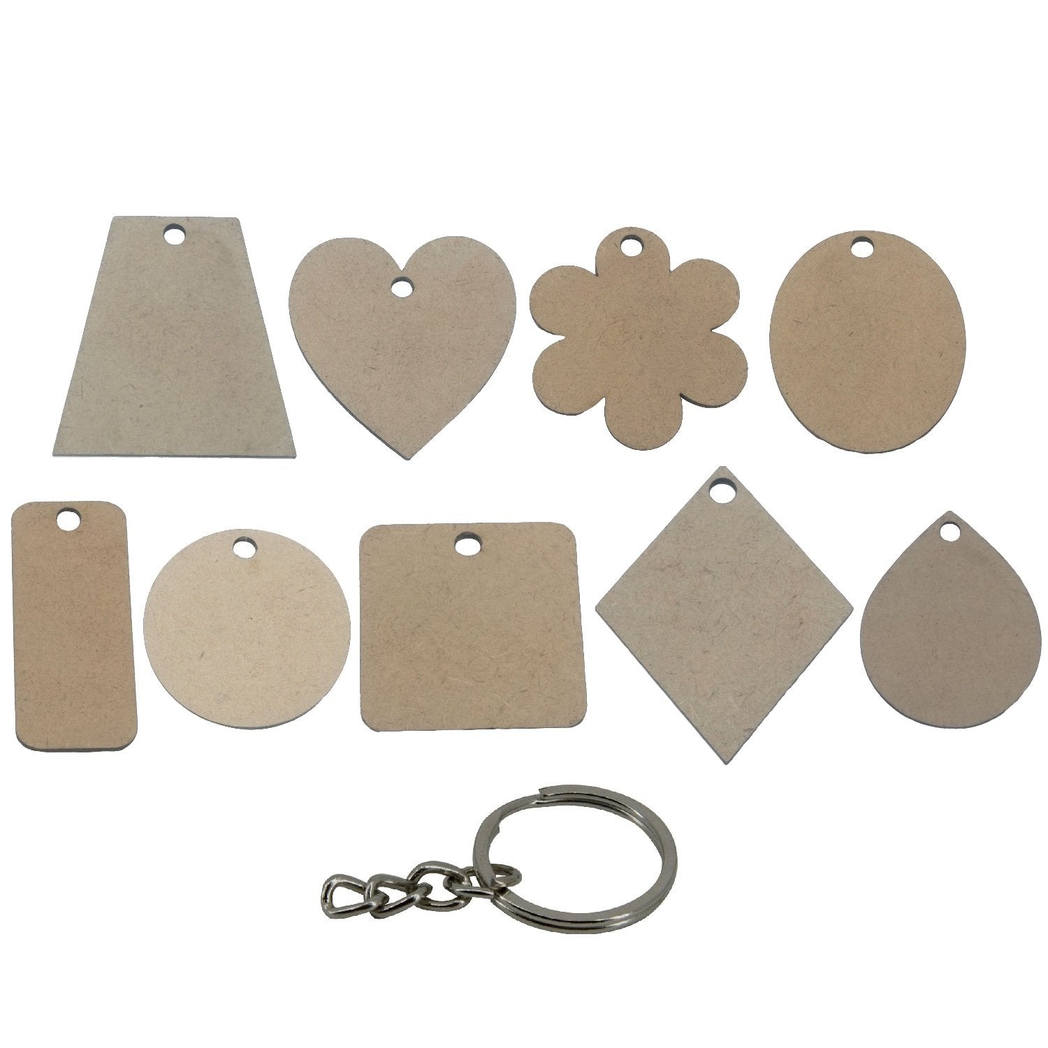 MDF Key Chain Bases With Steel Rings For DIY Painting Crafts [jefs-gnrlcrftsupp-00057]