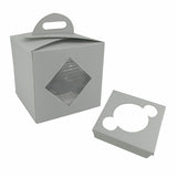 Cup Cakes Muffins Packing See Thru Paper Box (Pack Of 5 Pieces) For/With 1 Insert Partitions, Box Size 9x9x9 CM (3.5x3.5x3.5 Inch) White [jefs-pack-boxnsupp-00142-m1]