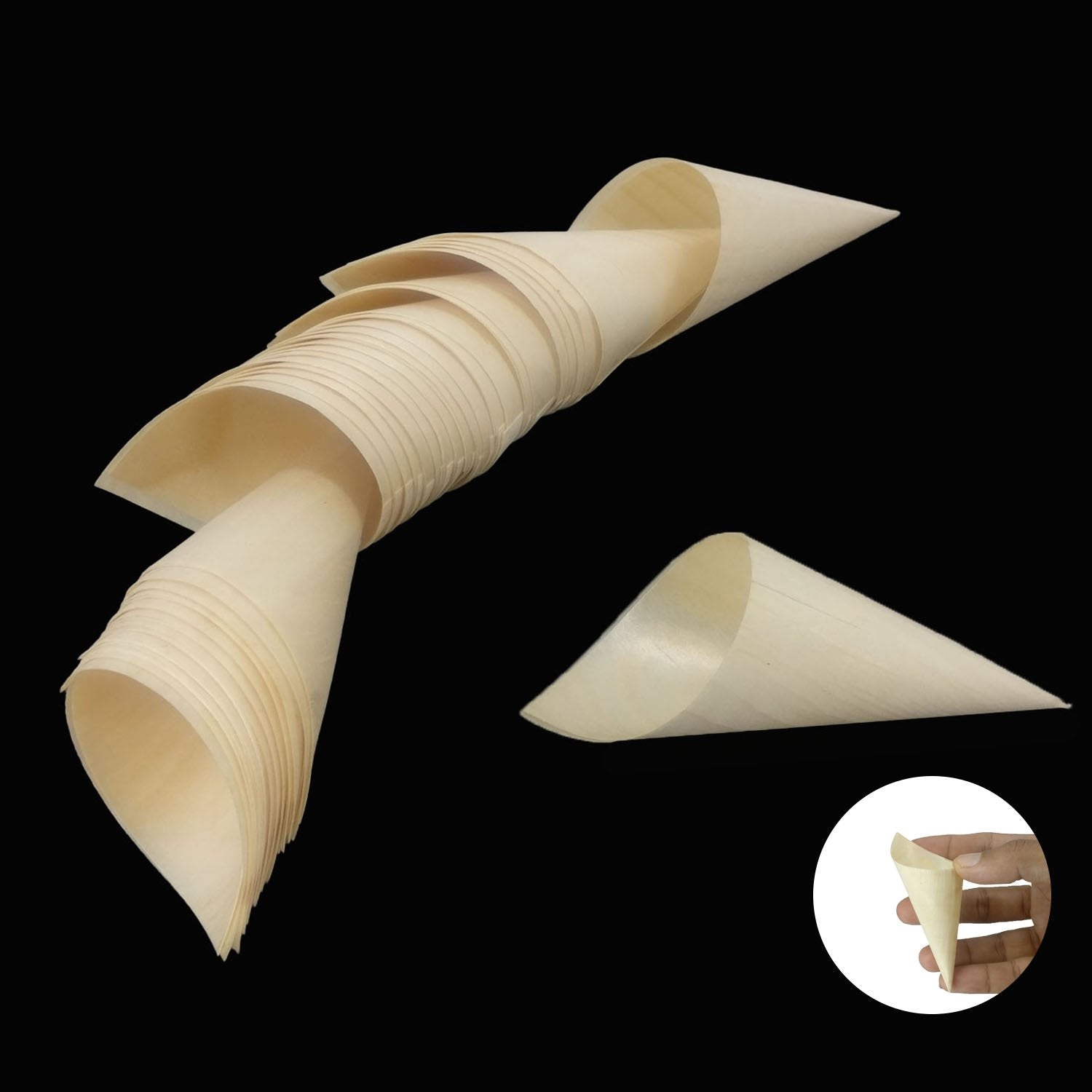 Eco Friendly Small Bamboo Cones (Pack of 10) 7 to 8 CM Long For Food Samples Catering Display Icecream Nuts Pan Beeda Dry Fruits, For Occasions Events Gathering Restaurants [jefs-pack-boxnsupp-00148-m1]