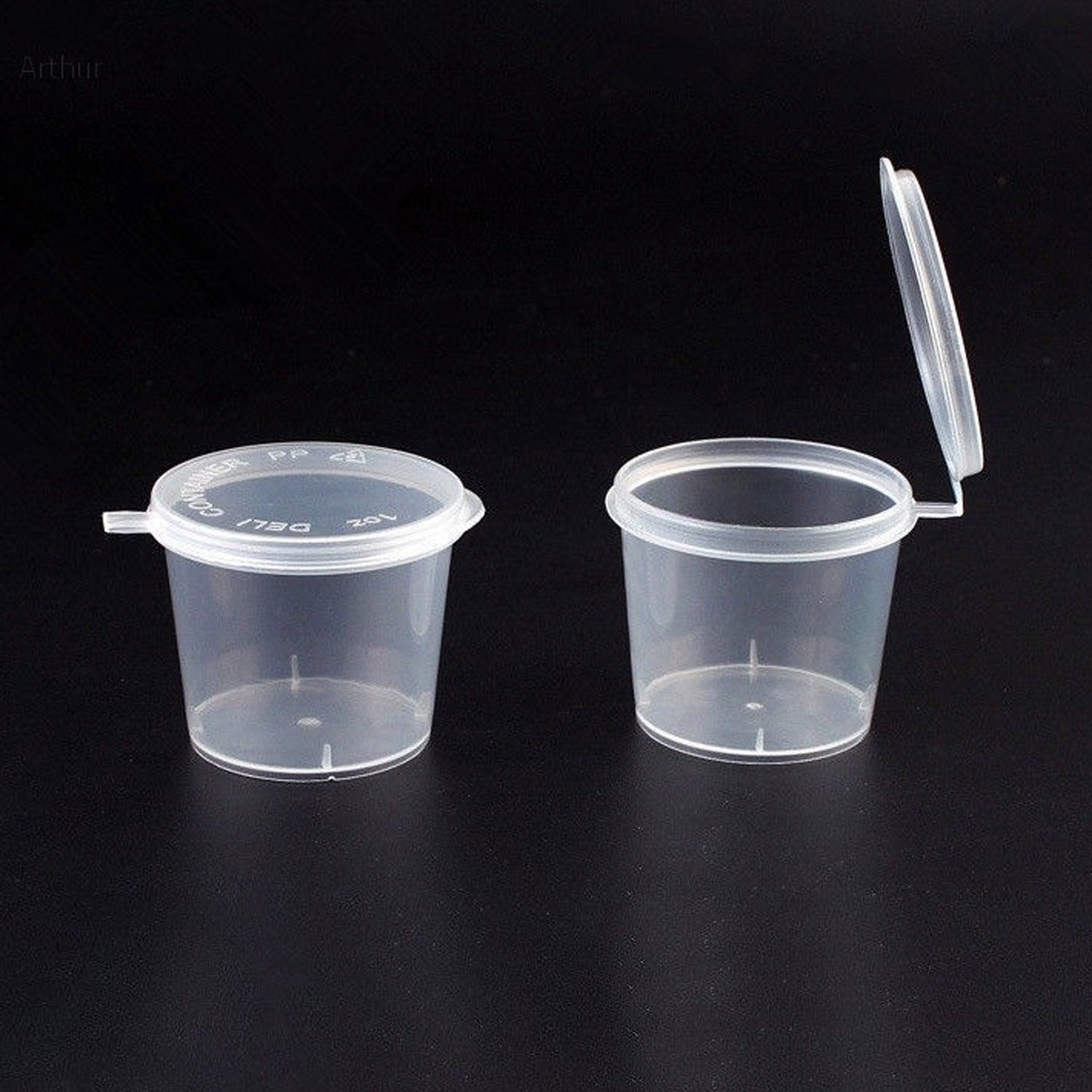 Small Polypropylene Plastic Containers With Spoon (Set of 10, Capacity 25 ML) 3.8x3 CM (1.5x1.2 Inch) Leak Proof With Lid For Ketchup Sauce Jam Cream Sampling [jefs-pack-boxnsupp-00153-combo1]