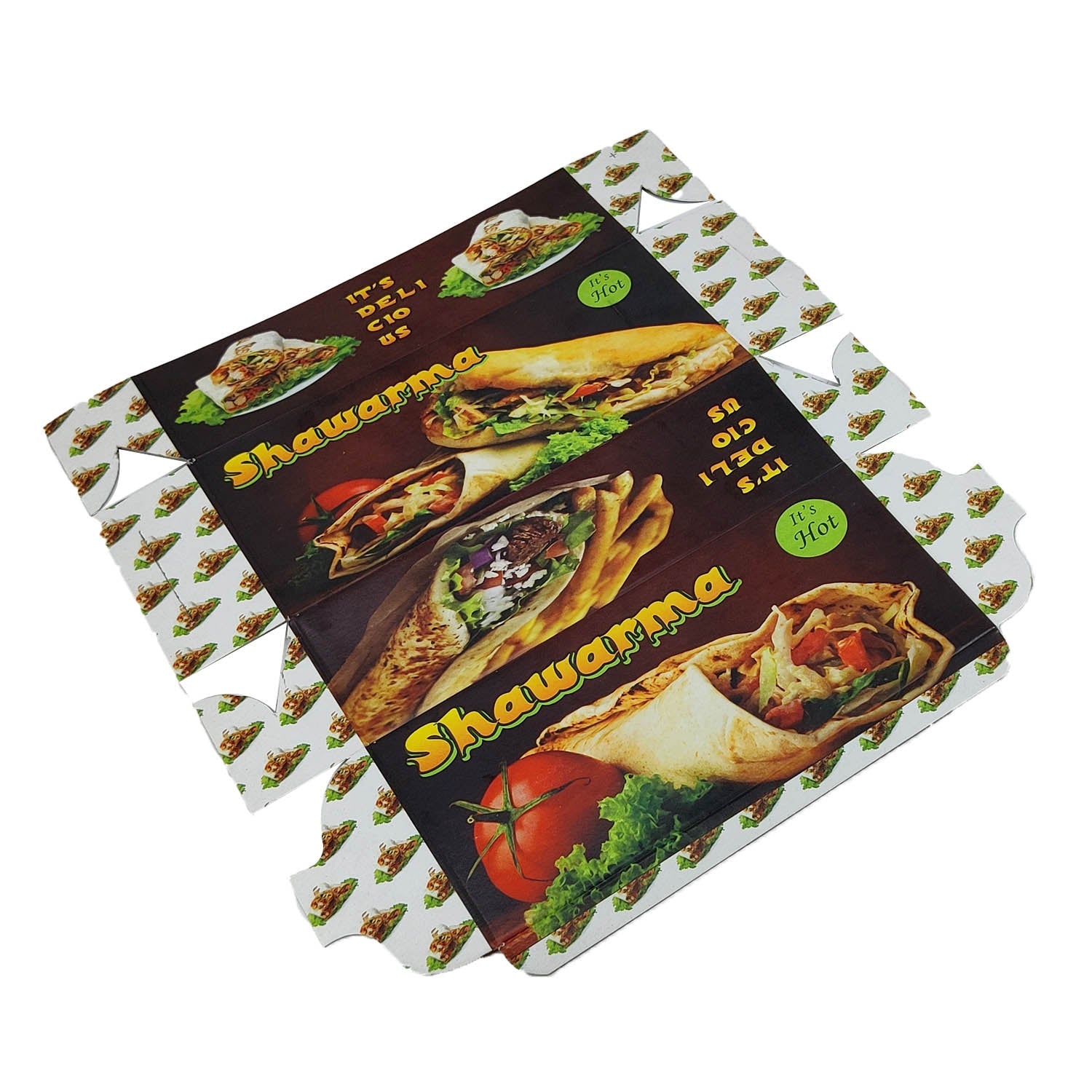 Shawarma Packing Paper Box 17x7x5 CM (Pack of 100) Multipurpose Food Packaging  [bulk-jefs-pack-boxnsupp-00166-m2]