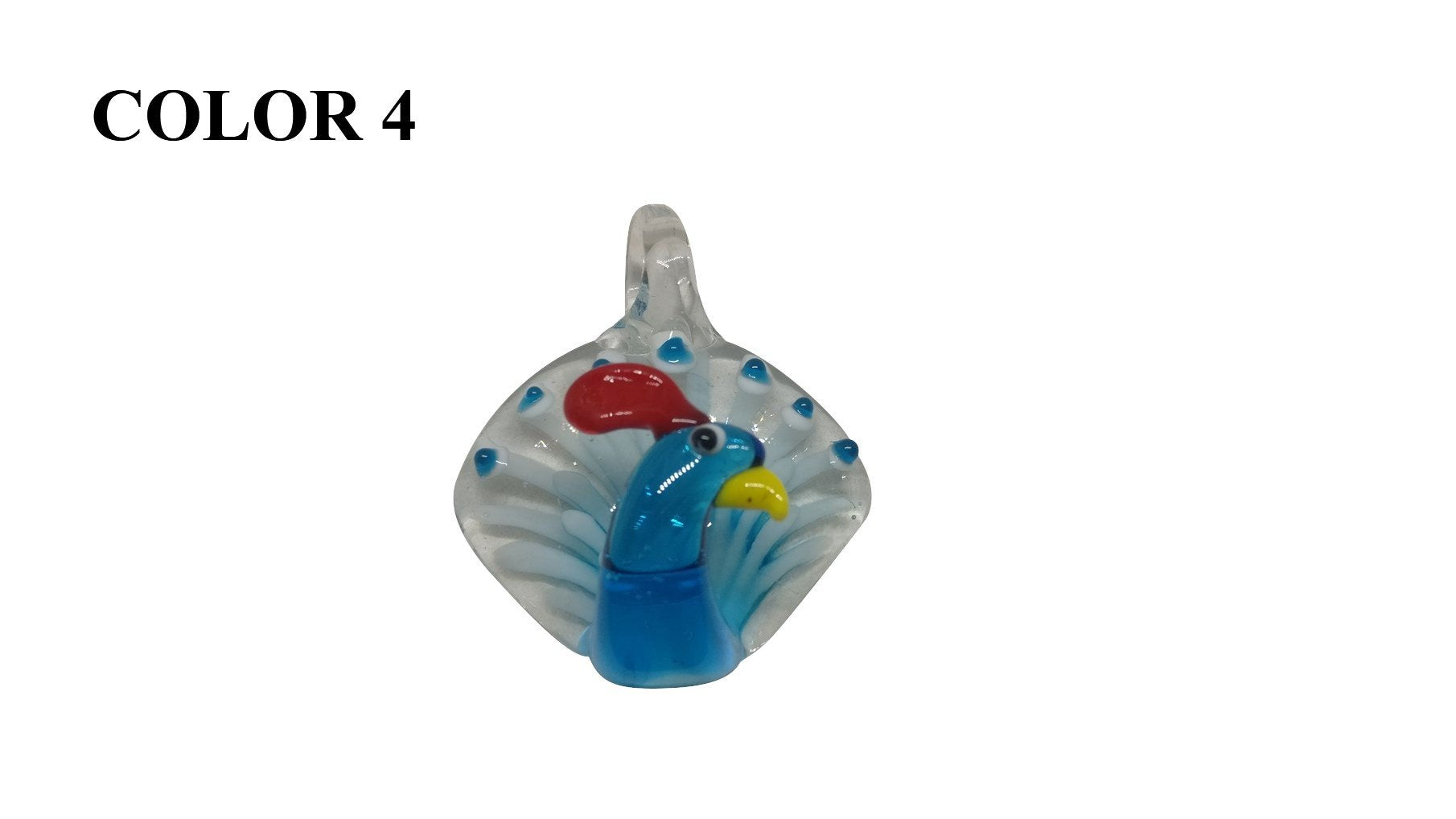 Lampwork Art on Glass Pendant Peacock 48x34x23xmm For Jewellery making [jefs-pndt-gnrl-00077]