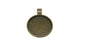 Jewelry Metal Alloy Pendant Base 36x28x3xmm (Holds 25mm Round Embellishments) Round Antique Bronze Color (Pack of 2 pieces) [jefs-pndt-gnrl-00129-m8]