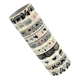 Adhesive Tapes For Craft Packing Scrapbooking Decoration Random Assorted Pattern 15mm Tape Black & White (Sold as 1 roll, 10 meter/roll) [jefs-tapedecrtve-00005-m1]